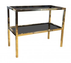 Brass and smoked glass side table